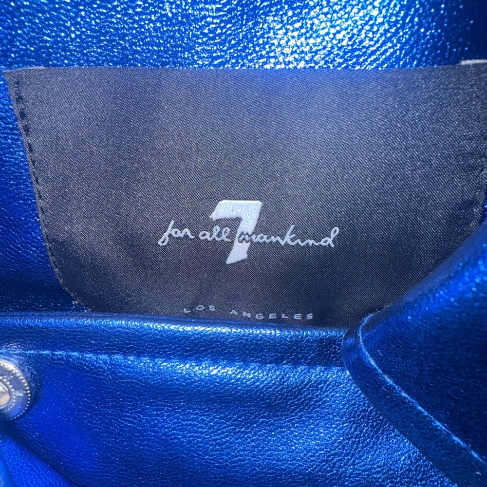 7 for All Mainkind - Stylish Blue Faux Leather Jacket. Size XS. NEW! - Picture 4 of 7
